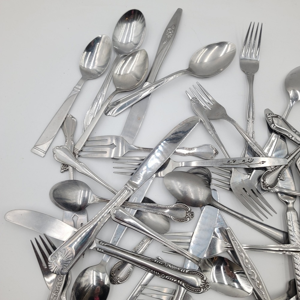 55pc Mixed Bulk Lot Stainless Flatware Assorted Silverware for‎ Crafts Upcycling - Picture 6 of 6